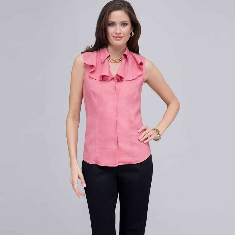 Ruffle Sleeveless Blouse., Dark Pink Gem, large image number 0