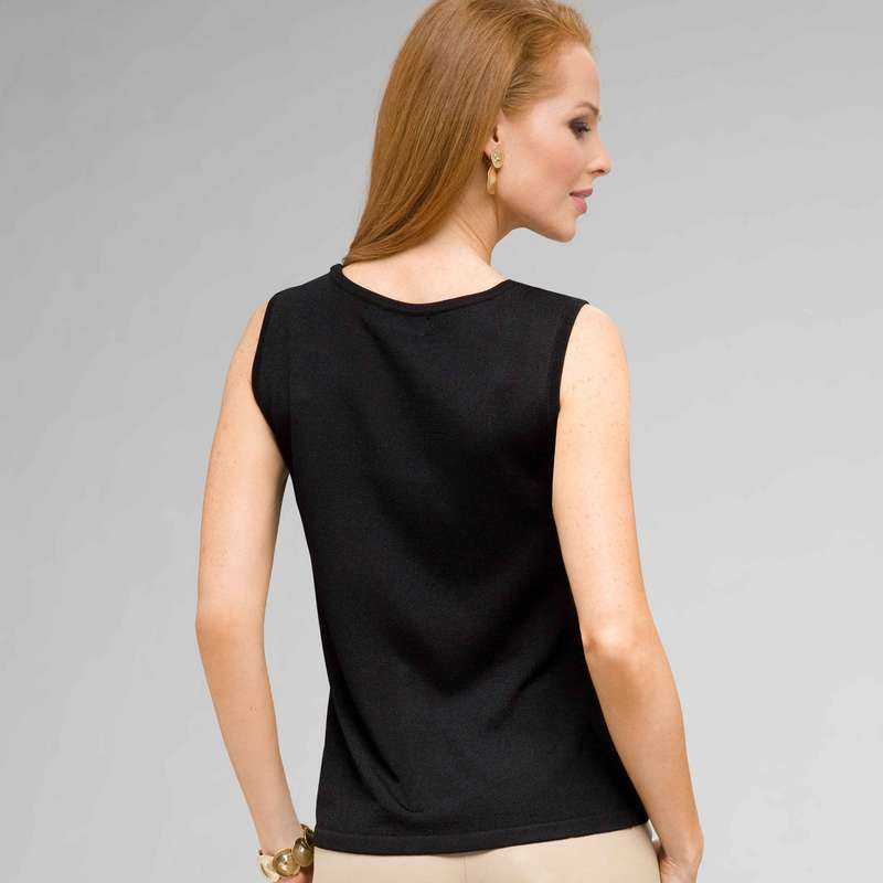 Scoop Neck Shell, Black, large image number 1